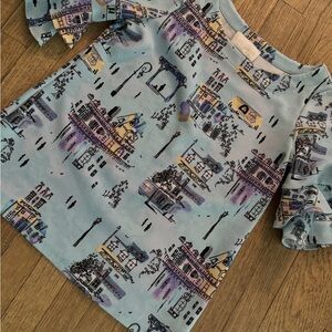 Pappagallo Print Blue Top, 3/4 sleeve. Med